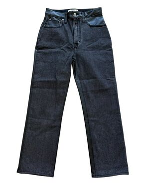 Abercrombie The Ankle Straight 26 2S Faux Leather Black Denim Ultra High Rise